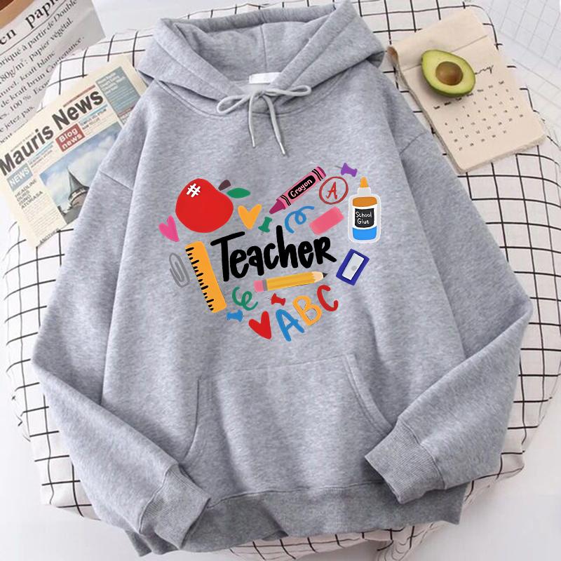 

Худи с длинным рукавом и принтом Учитель для женщин, повседневная осенне-зимняя одежда с капюшоном в стиле Y2k, женская толстовка для школы, 90-е XL
