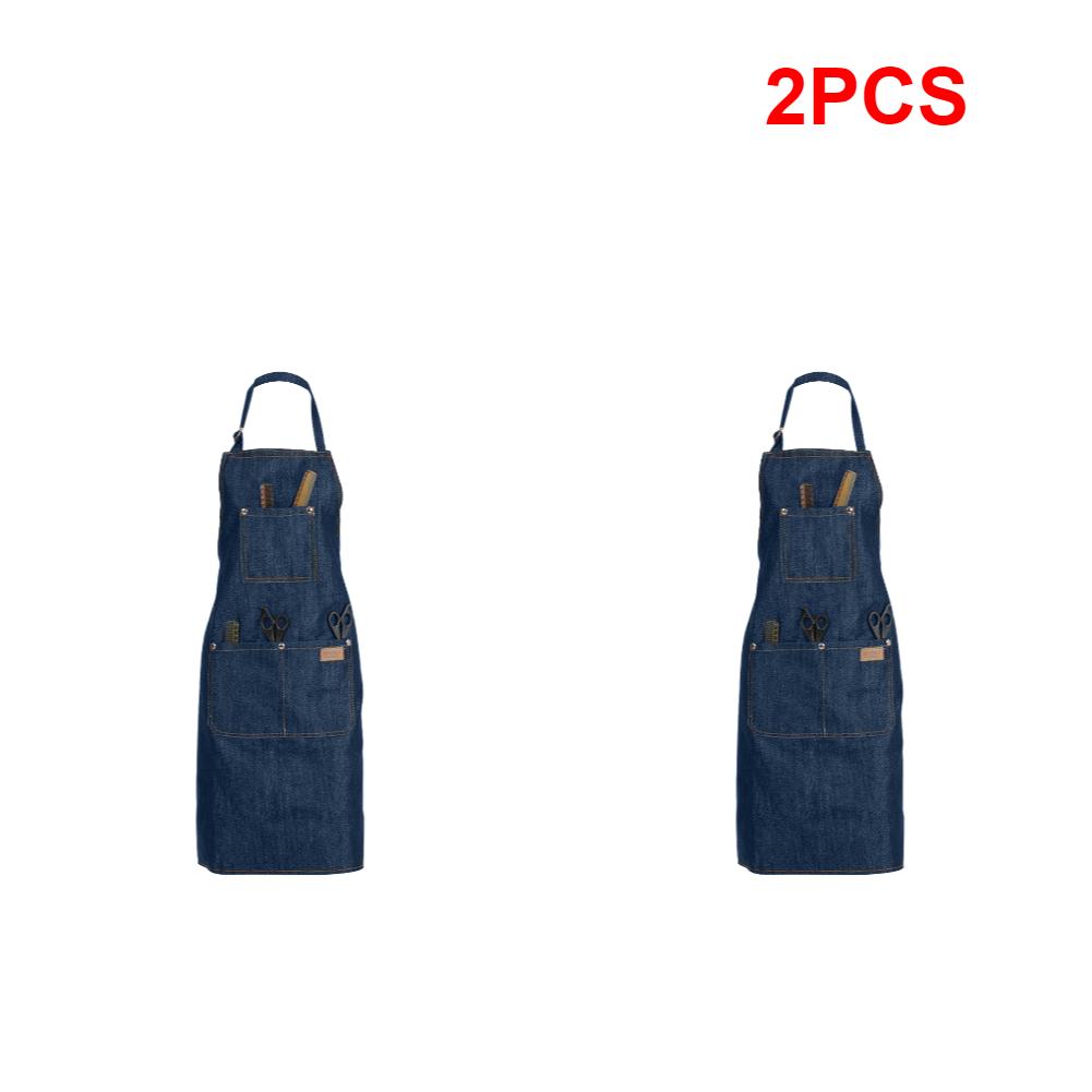 1-5PCS Salon Denim Apron With Front Pocket Adjustable Neckband Waistline Sleeveless Apron for Home Shaving Cleaning Apron Unisex