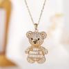 European Fashion Cute Hip Hop Copper Bear Pendant Zircon Necklace