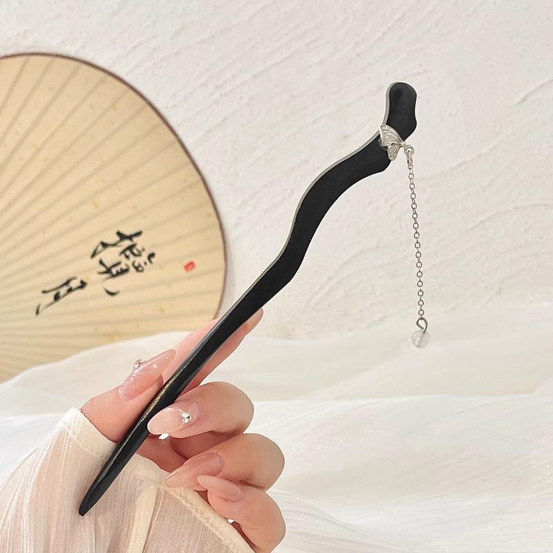 Chinesische High-End Quasten Haarnadel: Hanfu-Haaraccessoire im antiken Stil aus Holz