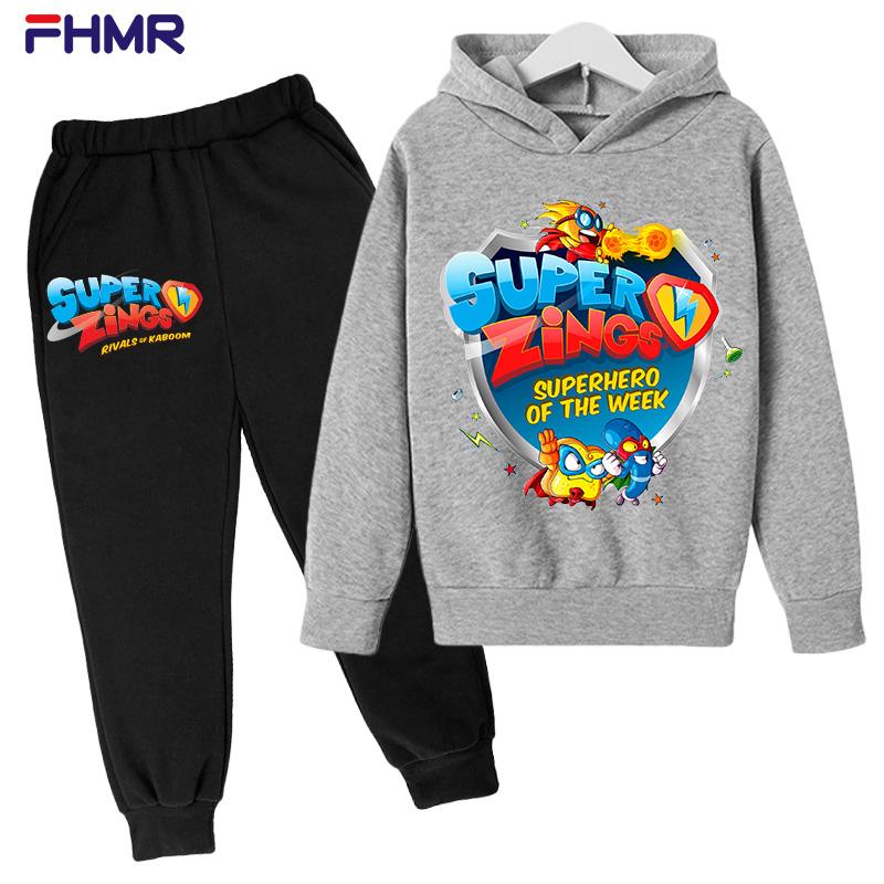 Super zings 4-14G Kids Boys Kapuci+bikses komplekti Jauni rudens zīdaiņu topi Apģērbi Maziem bērniem Ikdienas sporta krekls Uzvalks Bērnu Apģērbs