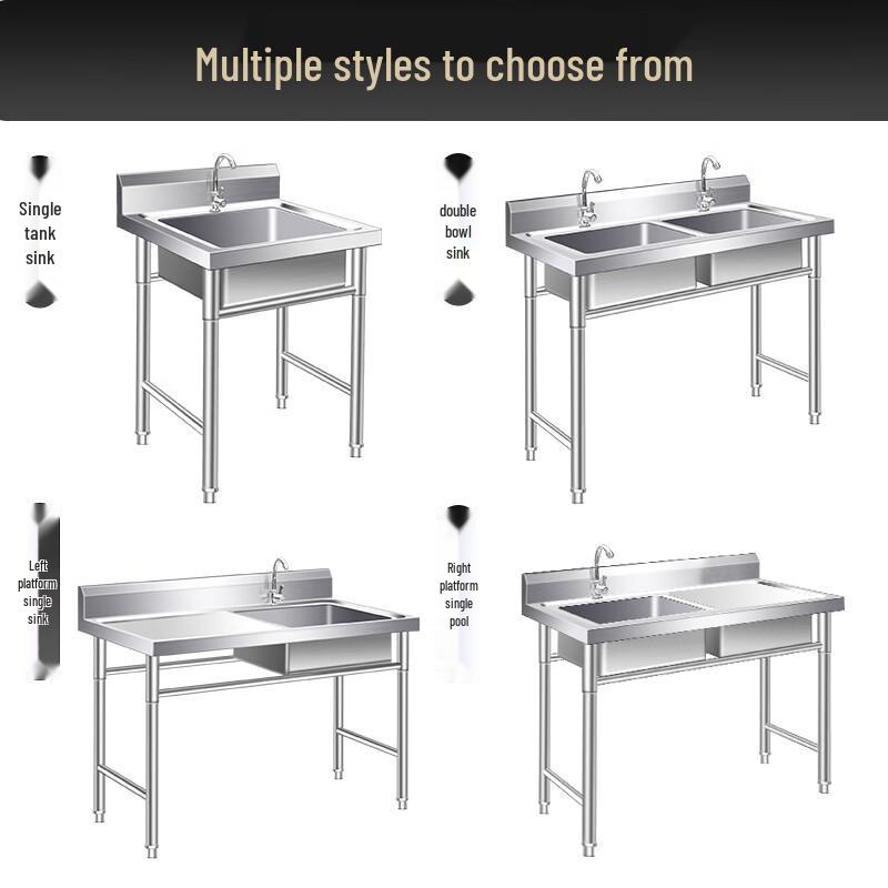 Commercial 304 Stainless Steel Single Bowl Kitchen Sink with Right Platform