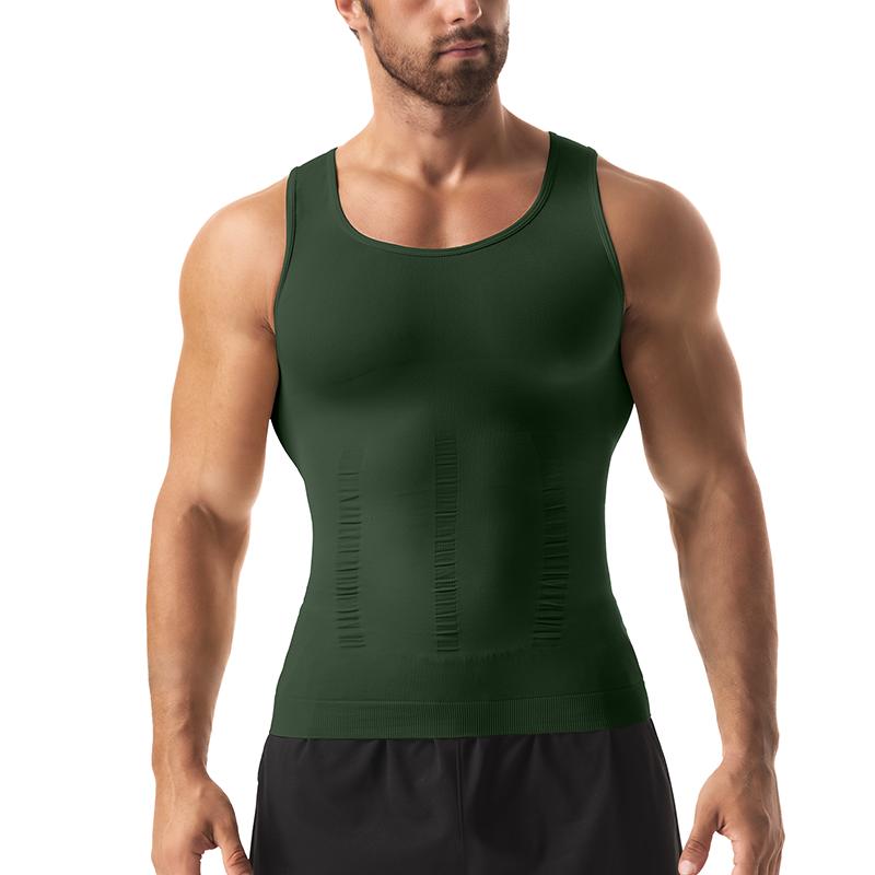Pánské zeštíhlující tvarovací oblečení Kompresní trička na hrudník Shapewear pro kontrolu břicha Zeštíhlující vesta na břicho Pasový trenažér Korzet Tílko Posilovna Sport Fitness 3XL zelená