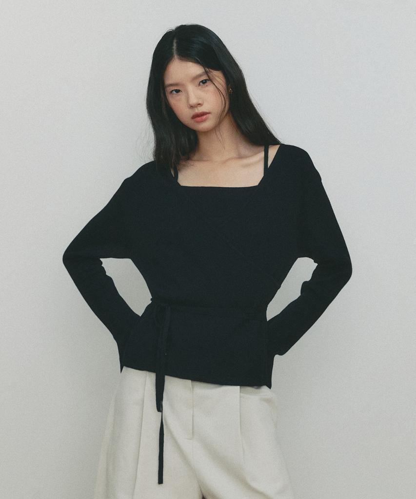 SSEMI Wool Wrap Knit&Sleeveless(Bk)