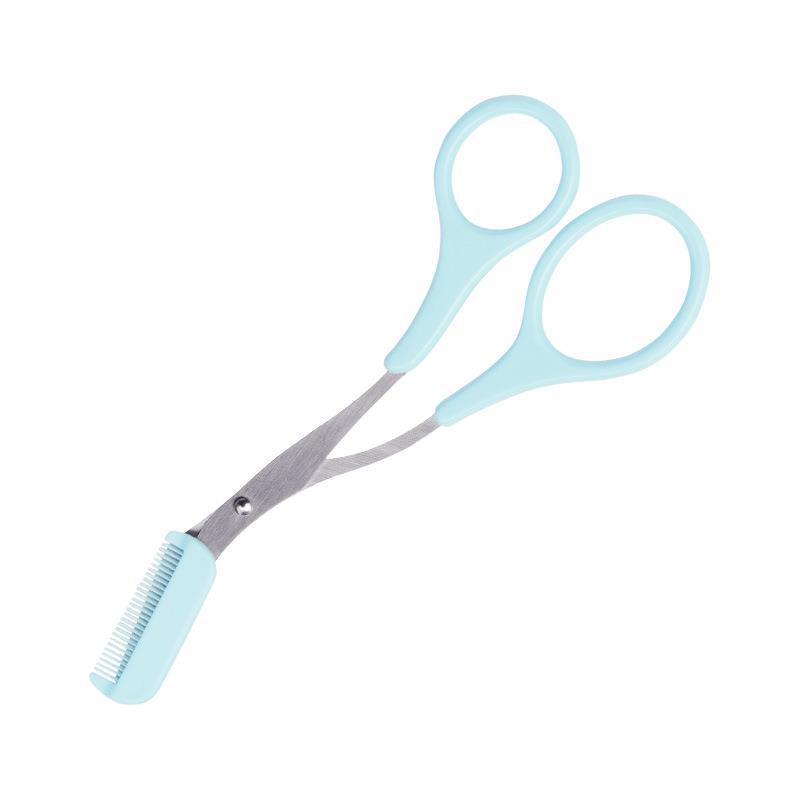 Stainless Steel Eyebrow Trimmer & Comb Scissors - Titanium Makeup Tool