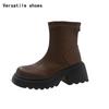Klobige Damen Slim Stiefeletten Mode Elegant Reißverschluss hinten Schuhe Dicker Hoher Absatz Damen Morder Kurze Stiefeletten
