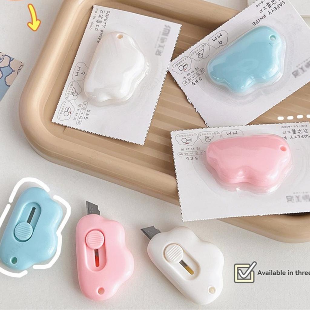 1-3 Piece Cuter Mini Clouds Utility Knife Knife Paper Cutter Art Pcreative Cloud Cute Cartoon Box Knife Stationery Tape Cutter Three-color Optional