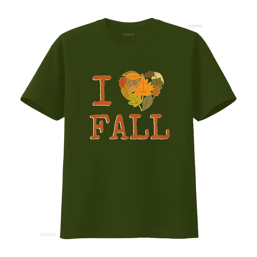 Mens I LOVE FALL for Lovers of Autumn and Falling Leaves T Shirt Black 2XL Vintage Washed Comfortable Slightly
