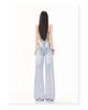 Women's Retro Sky Blue High-Waist Jeans, 2026 Spring/Summer Collection - Loose, Slimming, Floor-Length, Straight-Leg Versatile Pants