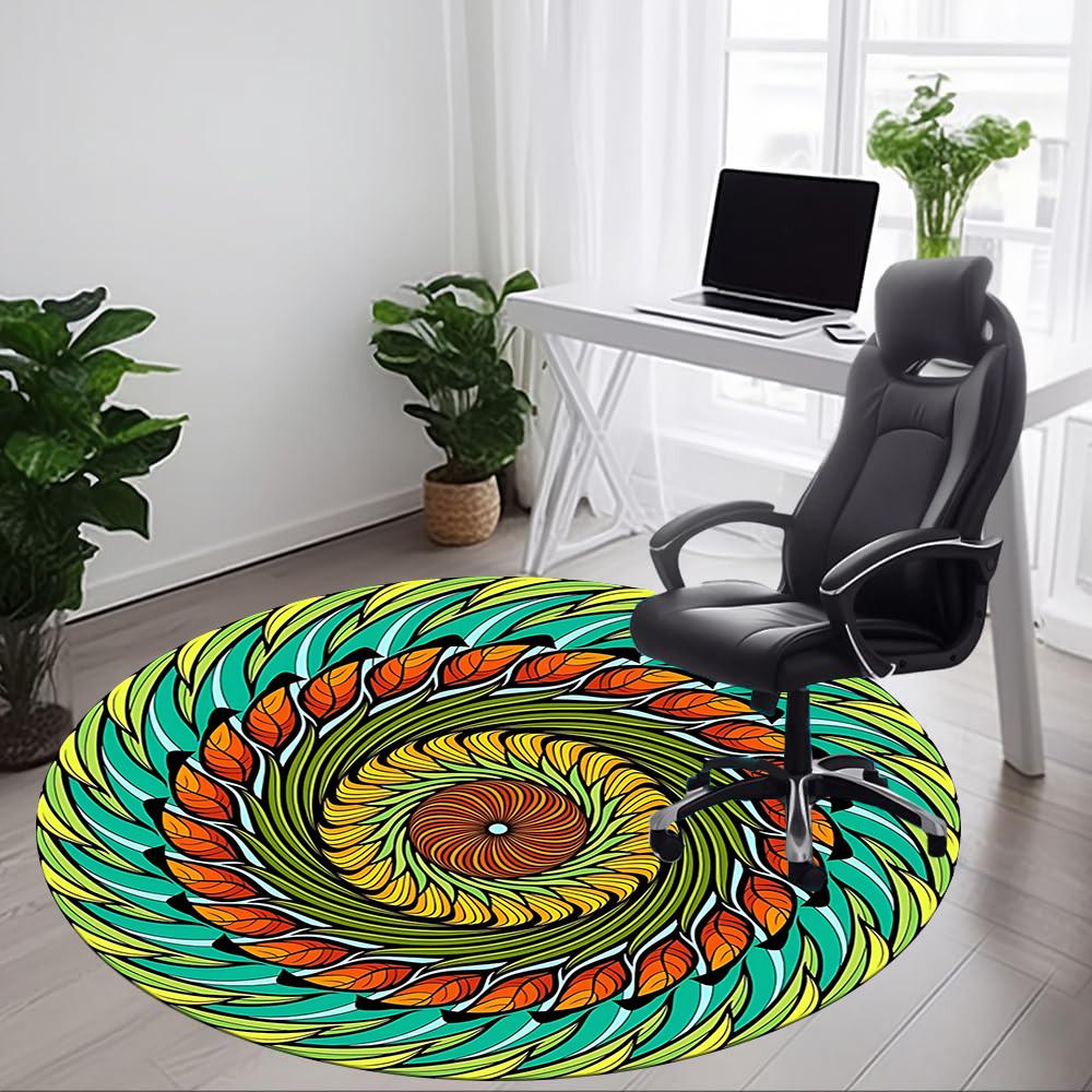 1PC Abstract Mandala Design Chair Carpet for Office Non-Slip, Lightweight, Machine Washable Rug for Office, Sleeping, Room - Holiday Decoryy25100908