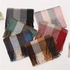 Unisex Korean Plaid Thick Winter Scarf with Tassels - Imitation Cashmere Shawl