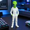 Statua di Figura Alieno con Cappuccio che Indossa Felpa con Cappuccio, Statuetta Verde Stampata in 3D, Scultura da Collezione, Decorazione Desktop Sci-Fi Regalo per Appassionati E-sport