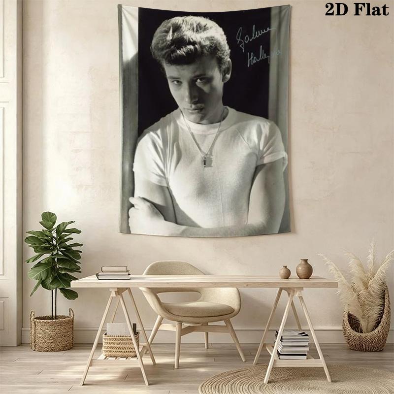 Johnny Hallyday Musical Legend Tapestry Fashion Print Background Cloth Background Wall Hanging Cloth Work Of Art Atmospheric Background Cloth