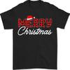 Merry Christmas Buffalo Plaid Red Santa Hat Xmas Pajamas Unisex T-Shirt