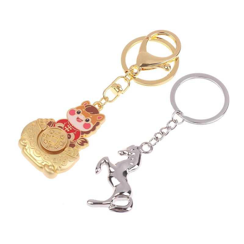 2026 Year Of Chinese Zodiac Horse Lucky Pendant Keychain Zinc Alloy Feng Shui Wealth Key Ring Women Men Bag Pendant