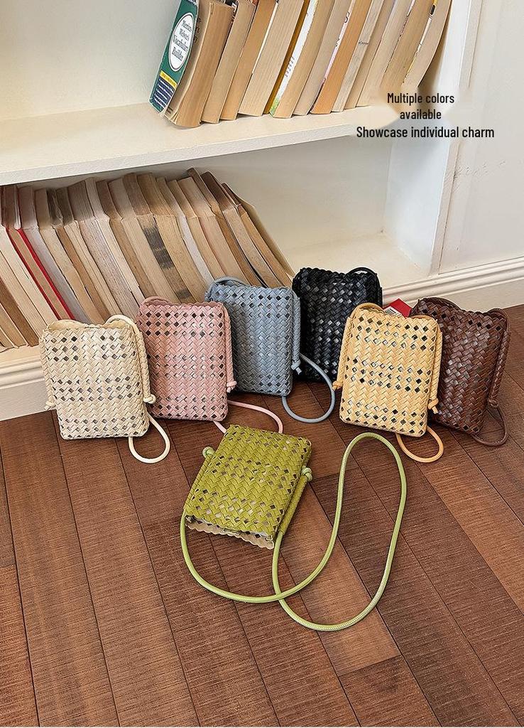 Korean INS Style Woven Hollow Shoulder Bag - Women's Summer Commuter Square Bag