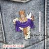 2D Flat 1pc Vintage Elegant Jesus Resurrection Lily Cross Acrylic Brooch, Unique Irregular Shape Prayer Jewelry ,ideal Christmas Gift