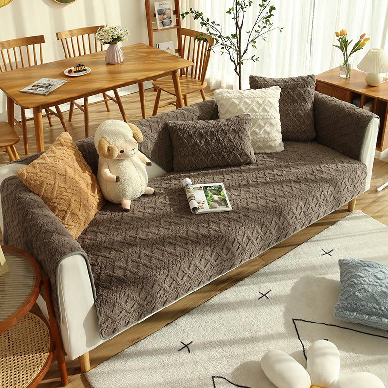 Winter Plush Sofa Cushion Simple Winter Thickened Cushion Leather New Non-Slip Sofa Cover All-Inclusive Cover Towel