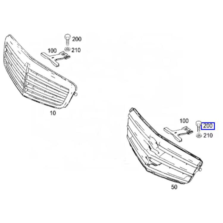 Mercedes Radiator Grille Bumper Bracket Retainer, Part 2048850136