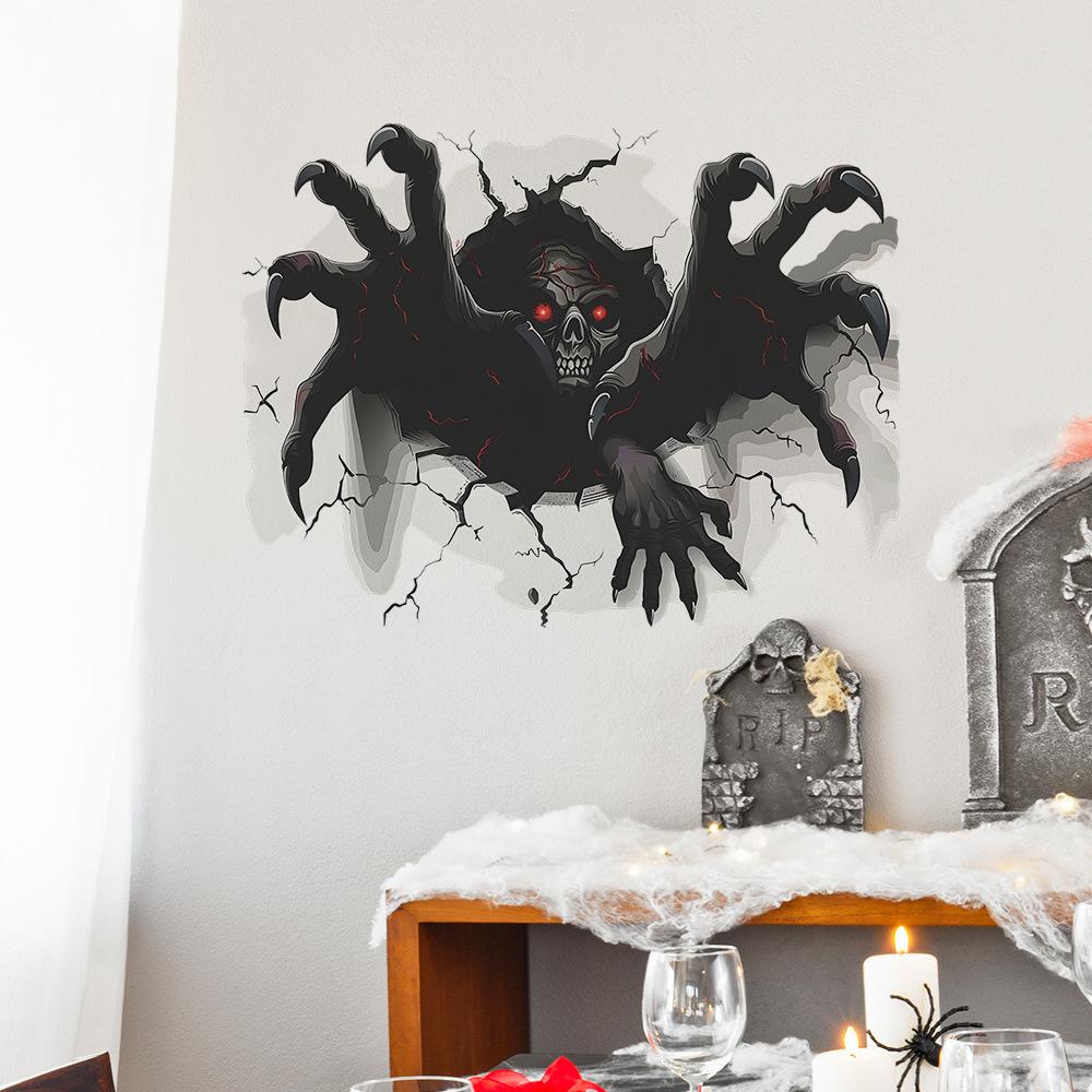 Halloween Horror Broken Wall Skull Holiday Decoration Bedroom Living Room Beautify Wall Stickers