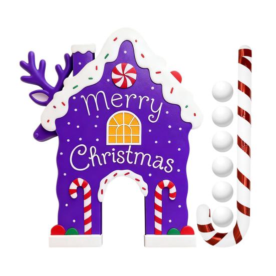 Yousheng Christmas Gingerbread Golf Game Set Indoor Party Activity Golf Game with Candy Cane Club And 6 Balls Holiday Party Games for Family Kids