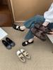 Retro runder Kopf Nische Kreuzband Ballett flacher Mund Einzelne Schuhe Damen 2025 Herbst neu Französische Mary Jane Schuhe