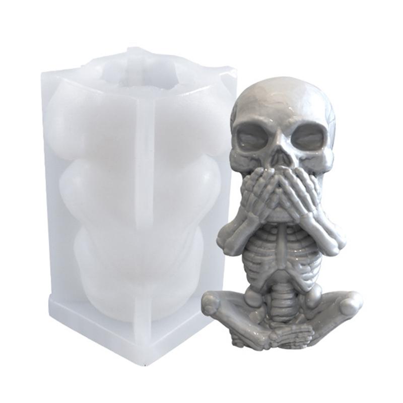 Flexible Resin Mold Skull Shape Ornament Molds Easy Releasing Silicone Texture for Epoxy Creative Table Decorations