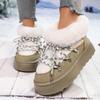Large Size Thick-soled Snow Boots Women's New Winter String Beaded Flip Short Flat Boots
