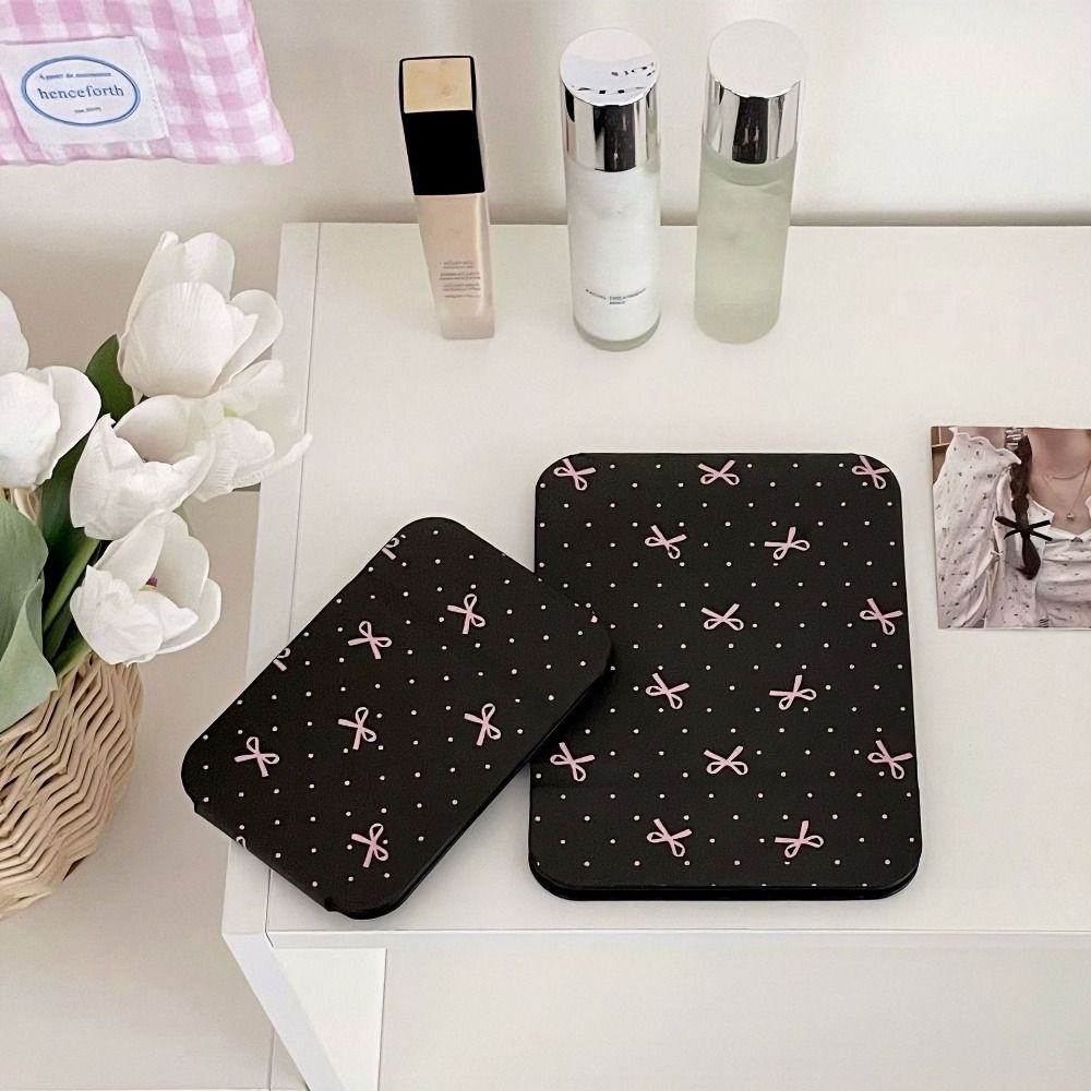 Compact Cosmetic Mirror Desktop Stand Mirror Pu Leather Pocket Make-up Mirror Vanity Mirror  Unisex