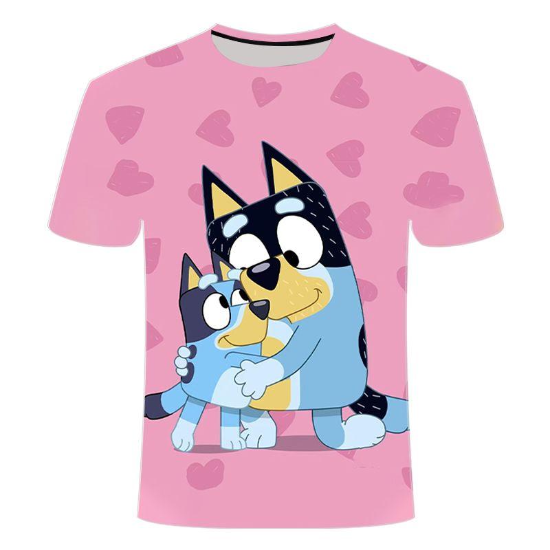 2026 Unisex Toddler Bluey 3D Tee Summer Lightweight Cool Short Sleeve Cartoon Anime Print T-Shirt for Boys & Girls Daily