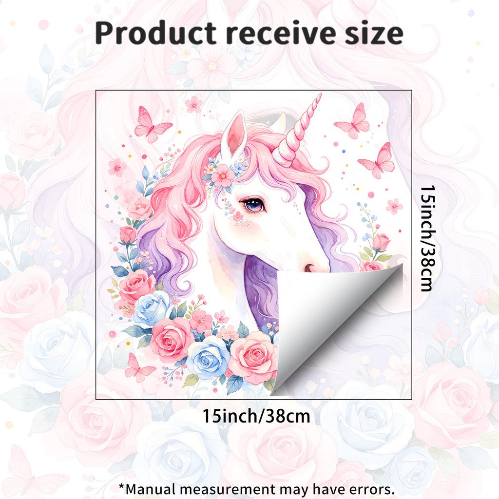 Creative Watercolor Unicorn Self Adhesive Waterproof Oil Proof Wall Sticker for Kitchen Bedroom Home Decor