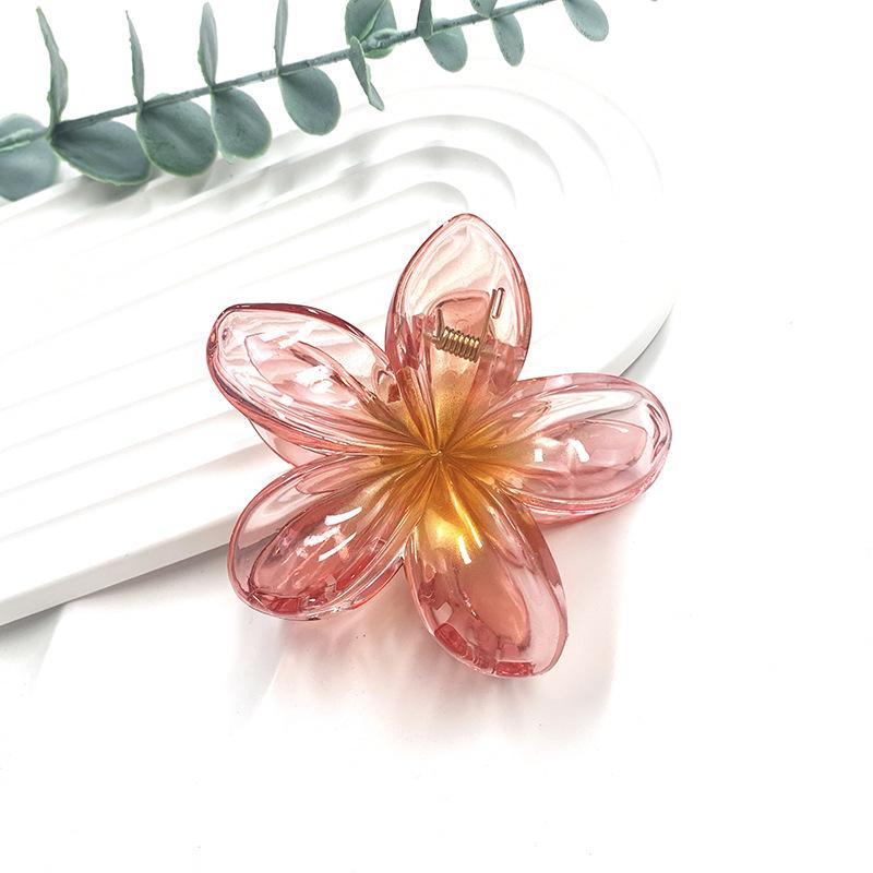 Retro Colorful Frangipani Flower Hair Claw Clip for Women