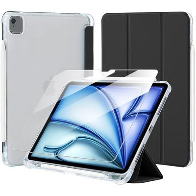 Case + Tempered Glass for iPad Air 11 Inch M3/M2 2025 2024 Scratch Protection with Pencil Holder - Black