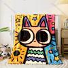 1PC Colorful Cartoon Cat Starry Background Print Adult Children Warm Blankets Home Travel Car Soft Comfortable Luxury Gifts