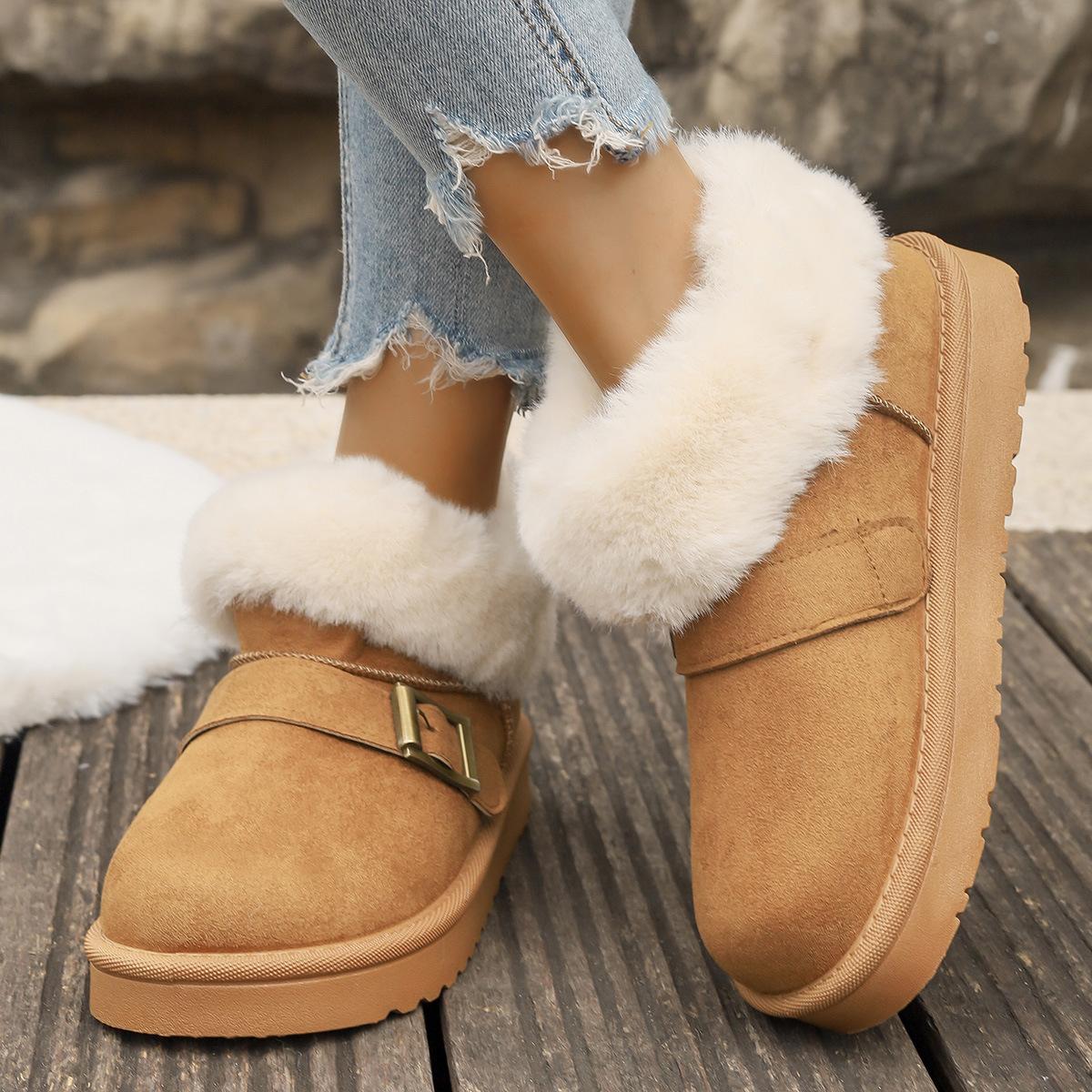 

Large size thick-soled snow boots for women s 2025 new winter lazy one-pedal velvet to keep warm foreign trade 41 верблюд