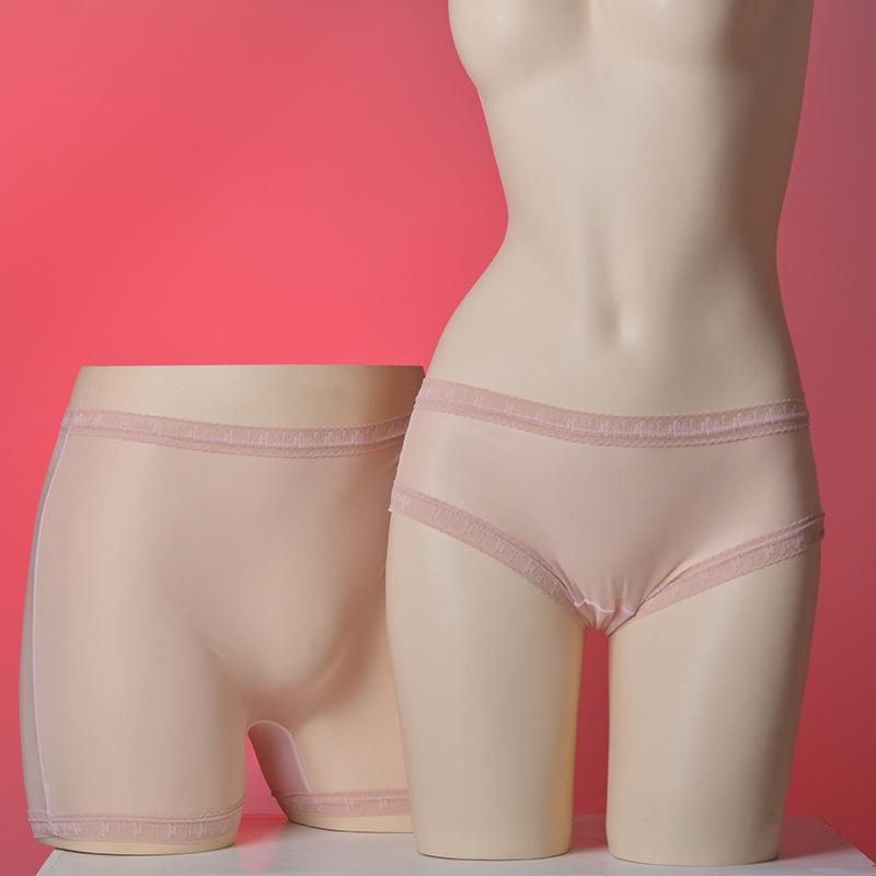 Mutandine da Donna in Pizzo Glitterato di Seta Antibatteriche - Elastiche, Traspiranti, Morbide, Modello Boxer