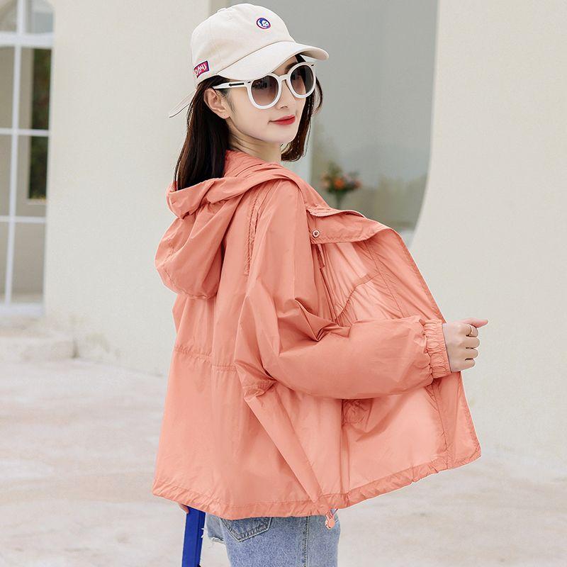 

Летняя тонкая одежда с защитой от солнца для женщин, кардиган с капюшоном, модная, универсальная, больших размеров, для полных женщин, короткая одежда с защитой от солнца, модная Pink XL (recommendation 57.50kg -65.00kg)