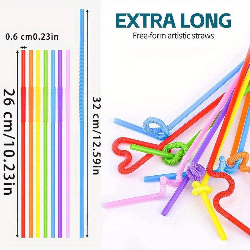 100/200PCS Disposable Drinking Straws Plastic Colorful Foldable Straws Wedding Party Christmas Kitchen Bar Drinks Accessories