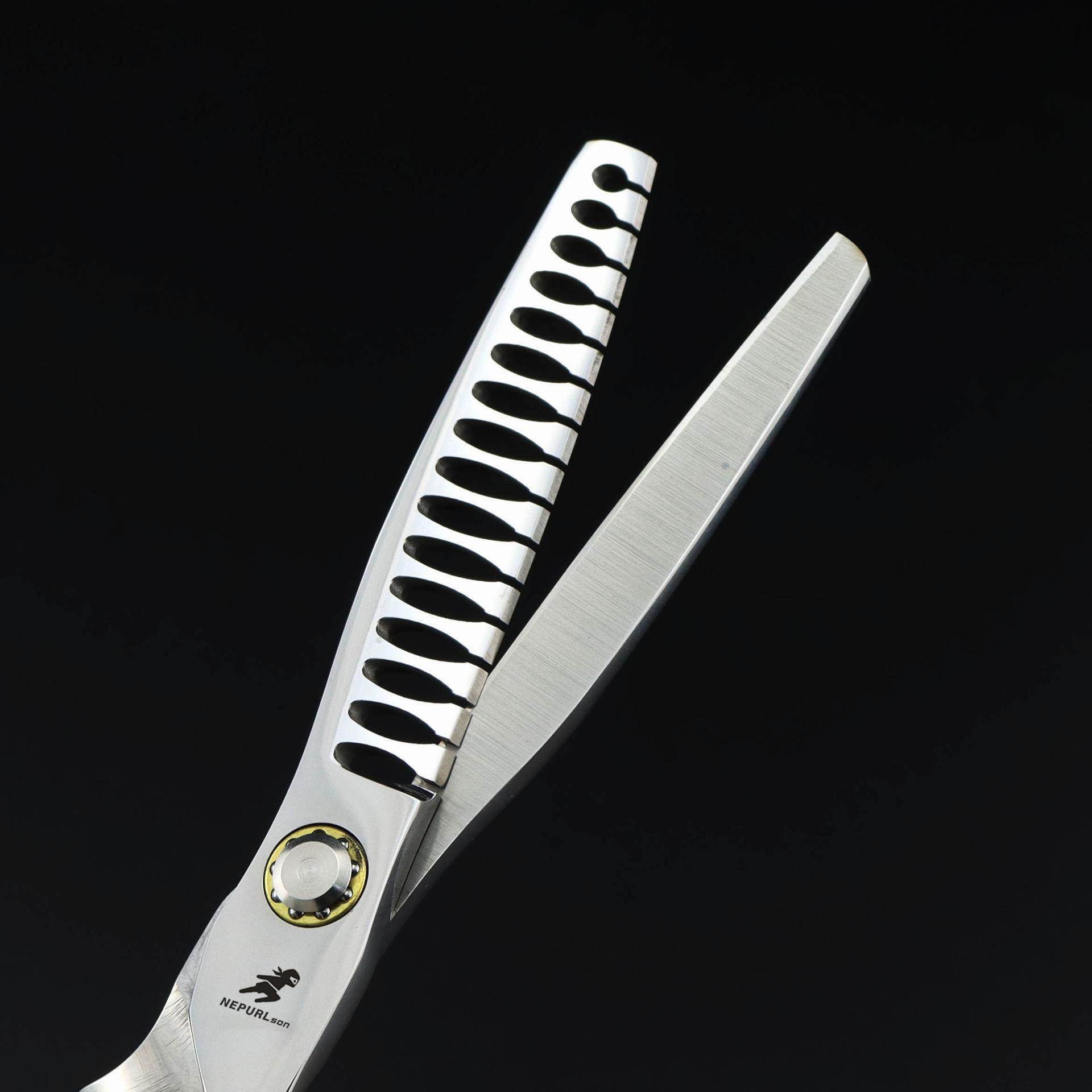 

6.0 Inch Nimpson Bearing Screw Model, Bright Color Flat Scissors, Hair Scissors, Hair Scissors 16-tooth fishbone pattern thinning shears