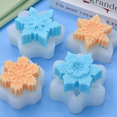Christmas Snowflake Candle Silicone Mold Handmade Soap Aromatherapy Gypsum Resin Ice Mould Candle Making Kit Home Decor Gifts