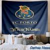 Individuelles Namens-FC-Porto-Wappen-Design. Bedruckter Wandteppich, für Schlafzimmer, Wohnzimmer, Studentenwohnheim, Große Wanddekoration, Stoffdekor Fächer Geburtstagsgeschenke