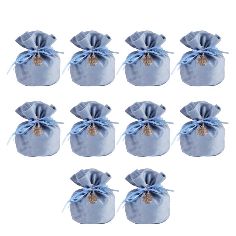10Pcs Velvety Cloth Drawstring Bag Wedding Gift Wrapping Pouches Birthday Party Treat Bag For Candy Chocolate Jewelry