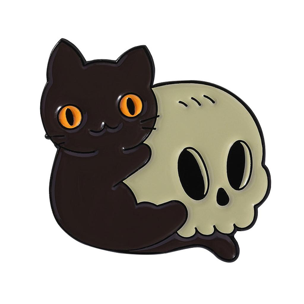 Stylová gotická kočičí brož s designem kostlivcové tlapky Jedinečný módní připínáček lebky kočky Pro halloweenskou párty Kostýmové doplňky