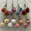 Long 2 Stem Head Dahlia Artificial Silk Flowers Wedding Home Decor Props Photo