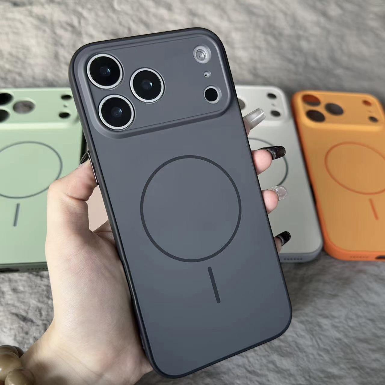 

для Скляний Нано Матовий Magsafe Чохол для Телефону Для iPhone 17 16 15 14 13 Pro Max Air Магнітний Бездротовий Зарядний Чохол 16 Pro Max чорний