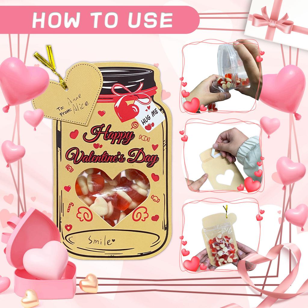 Valentine's Day Candy Cards With Drifting Bottle Shaped Cards For Valentine's Day Party Gift Exchange