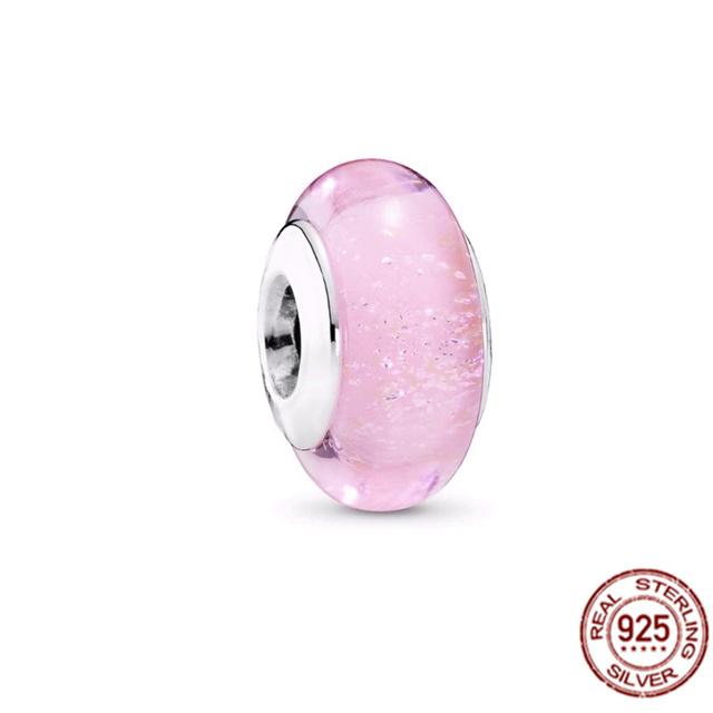 925 Sterling Silver White Red Blue Lucky Four -Leaf Clover Murano Glass Charm Jewelry Bead Fit Sweet Fasion Bracelet