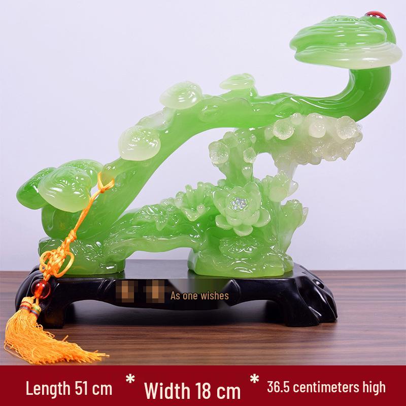 Yellow Jade Ruyi Ornament for Living Room or Wine Cabinet - Housewarming or Company Opening Gift