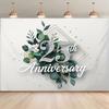 2D Flat Background Banner - Elegant Green Leaf 25th Anniversary Celebration Pattern Photography Party Supplies Decorative Props