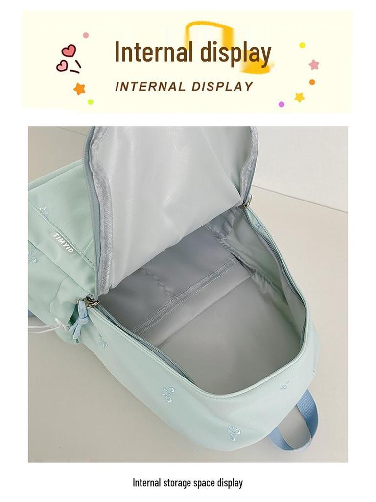 Girls' Versatile Shoulder Bag: Cute Embroidered Bow Backpack for Students and Travel